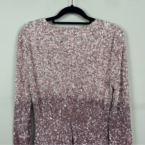 RETROFETE NIKKI OMBRE PINK MINI SEQUIN DRESS WITH SLEEVES SIZE MEDIUM - Picture 10 of 11
